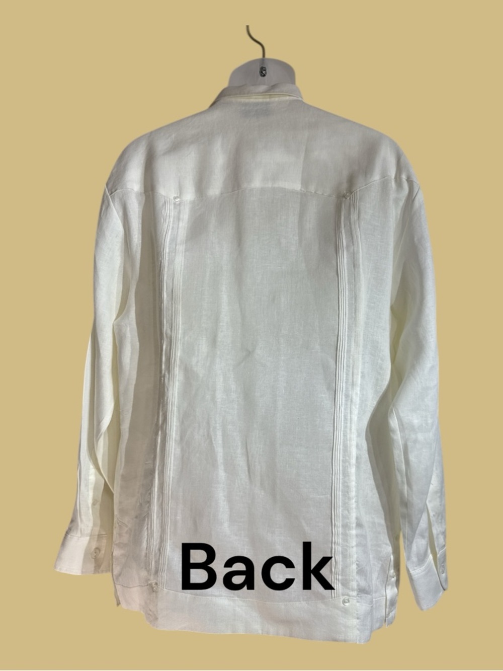 Cubavera NWT Guayabera 100% Linen Cream Long Sleeve Button Down XL - Picture 3 of 10